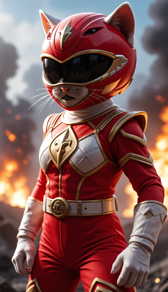  sexy tigress, medium breasts, red security star trek uniform, view from below looking up, photorealistic, high quality photography, 