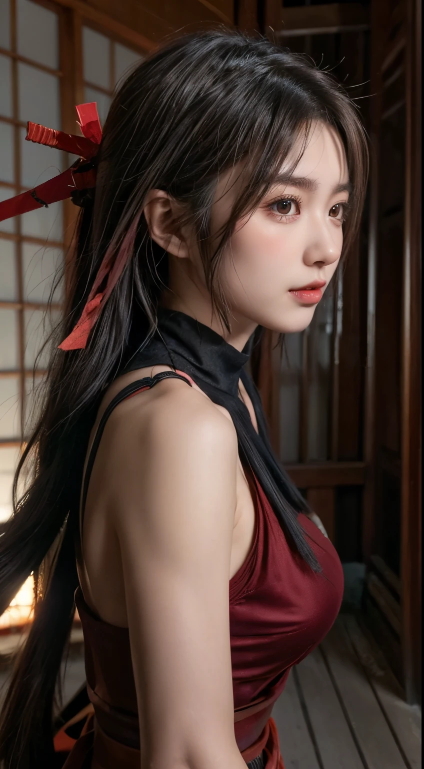 Ulzan-6500-V1.1, ( realistic、and something wonderful made of straw is hidden , beautiful, beautiful, 、 ((( The woman is wearing a red shinobi costume ))).((( My redninja costume is expressed in detail )))、Attractive appearance 、 I want to further emphasize her shortness of breath 、Even stronger orgasms、 I want to make my expression stand out 、((( Female Ninja is a Machine that uses assassination weapons)))、 ninja costume 、 ((( Female ninjas are small Japanese swords、I'm behind the enemy )))、((( Machine。 Equipment。 detailed depiction of Japanese assassination weapons )))、((( In the darkness of the Sengoku period in Japan. )))、Filmmaking、 Japanese assassination weapons have been explained in detail、 ((( Female Ninja Moving Forward )) 、 female ninjas wear waist cloths 、big breasts、 (Intense Exposure:1.3)、beautifulふともも、 Close-up from below、big breasts、 (There's a lot of white fluid coming out of my vagina:1.2)、(Show me your big breasts:1.5)、(Exposing their lower bodies :1.6)、naked、naked、Show me your vagina