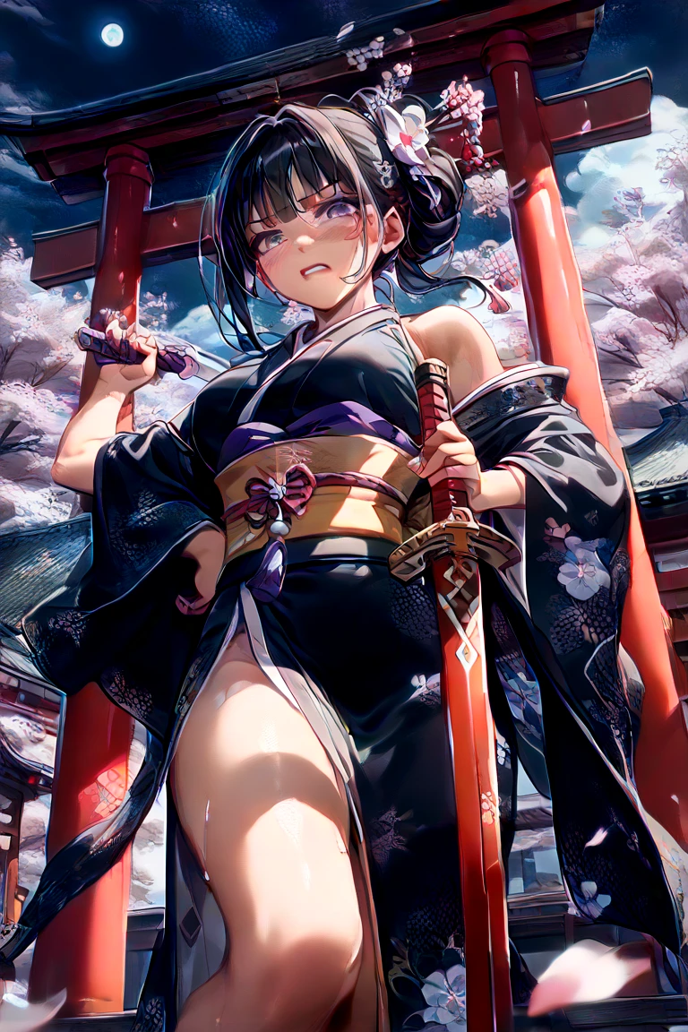 masterpiece, best quality, ultra-detailed, illustration, an extremely delicate and beautiful,high resolution, ultra-detailed,,perfect face,slender perfect body, Tight belly,Toned buttocks,Constricted waist,,(cyber punk:1.5),(Oiran:1.7),(battlefield:1.3),,(colorful hair),(braided hair),(smile),(open shirt:1.2),(tattoo on thigh:1.3),(very short hair), shy daughter, ature,(flat chest),( sweaty skin:1.2),(low view:1.5),white panties,(show off panties),(sitting)