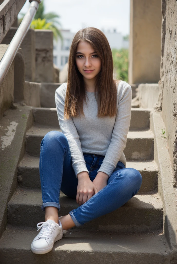 Extreme Beautiful woman from austria, realistic eyes, hyperrealistic face, slim face, long brown hair, 27 years old
