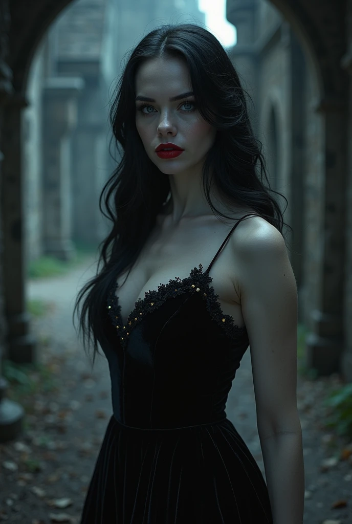 Generate a gothic woman with big glutes and wearing leggings