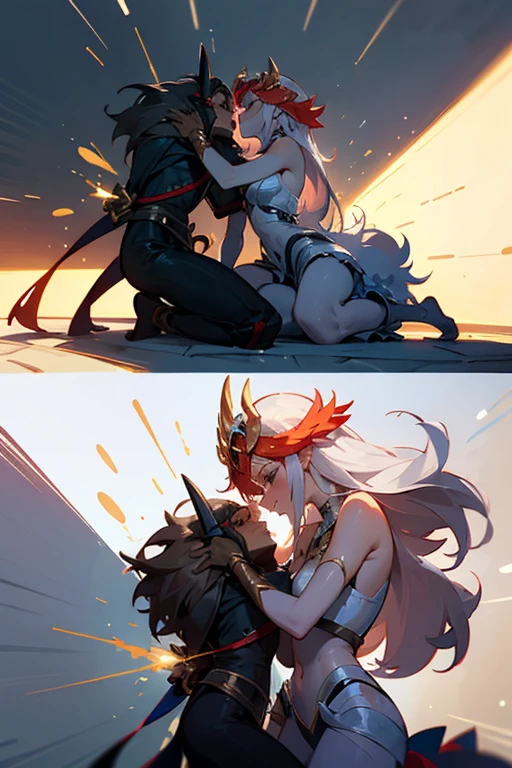 anime - style image of a woman beijoing a man in a dark room, beijo, widow's ex-lover, beijoing together cutely, the beijo, jazz e rossdraws, vore art, commission for high resolution, beijoing together, Warframe e Destiny Fanart, sww version, nixeu e sakimichan, arte encomendada