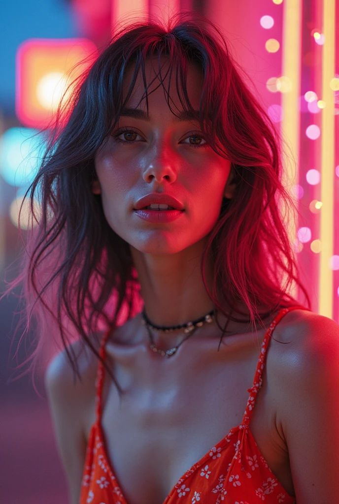 Lisa from blackpink wearing tight tank holding her breast as her hair messy a little holding the police dept showing date and name “gizmo.”