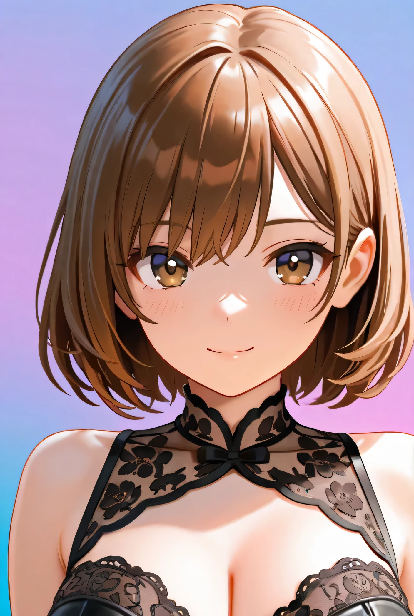 night, RAW Photos, (((Very beautiful portrait))), (Very beautiful portrait))), 1 girl, sexy 2 girl, ((Natural brown short hair)), [Brown eyes],A gentle smile looking at the camera(Cleavage), ((masterpiece, 最high quality, Super detailed, Cinema Lighting, Intricate details, High resolution, 8k, Very detailed)), Detailed Background, 8k UHD, Digital SLR, Soft lighting, high quality, Film Grain, Fujifilm XT3, Shallow depth of field, Natural light, Perfect Face