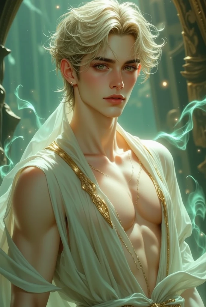 Handsome and handsome face,soaking wet hair,Dripping ends,Pajamas tilted to one side,A delicate collarbone that is inadvertently exposed;The face is like a crown of jade。The eyebrows of the two swords are as bright as the stars;Deep and unsightly eyes seem to invade people's heartstrings。 --auto