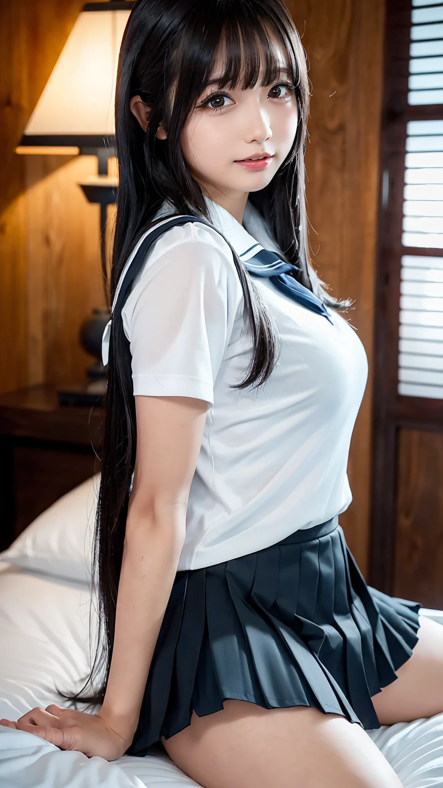 best quality, blue long hair, ultra high res, (photorealistic:1.4), 1girl, school uniform skirt,white teeth, slightly open mouth, warm tone cinema light,
(slightly turned around body:1.4) PureErosFace_V1, white tit, cowgirl,heavy eye makeup, erotic pose