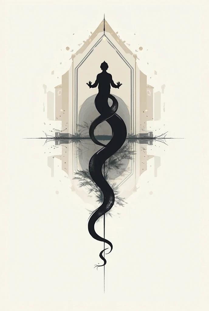A snake tatto with te symbol of Chao's all in the sketch form, 2D, the snake curw in the symbol of Chao's