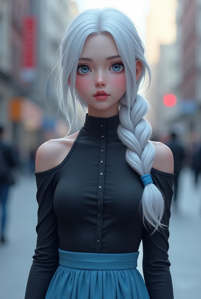 (best quality,highres),multicolor,1 girl,dark night,ash gray hair,(detailed gray eyes),looking at the viewer,upper body,face-to-face audience,limited palette,black background,turquoise light.Superhero girl (“Elle Fanning”), (slender body: 1.3), (full height), (beautiful legs), (small round peach breasts), (sexy). Shining, sparkling, neon, (Correct anatomy: 1.4), Open bikini. A very beautiful, well-groomed girl, with clear skin, beautiful lips and a slight smile on her face. Beautiful figure, modern clothes, cool modern couture dress. Sexually. Presentation background, neutral gray-blue, in virtual space. Top quality, 16k Full HD, cinematic rendering. Create a piece of art that captures the unique beauty of baby Michela..., renowned digital influencer. Focus on her unique facial expression as she looks straight into the camera, trying to capture the intensity of her piercing blue eyes. Capture her signature style with a Spanish-inspired updo styled in two carefully crafted hairpieces. Add details that reflect her charming and avant-garde personality. We tried to convey the aura of modernity and originality that characterizes Lil Miquela in the digital world. A few freckles and nevi, long hair, braided hair.