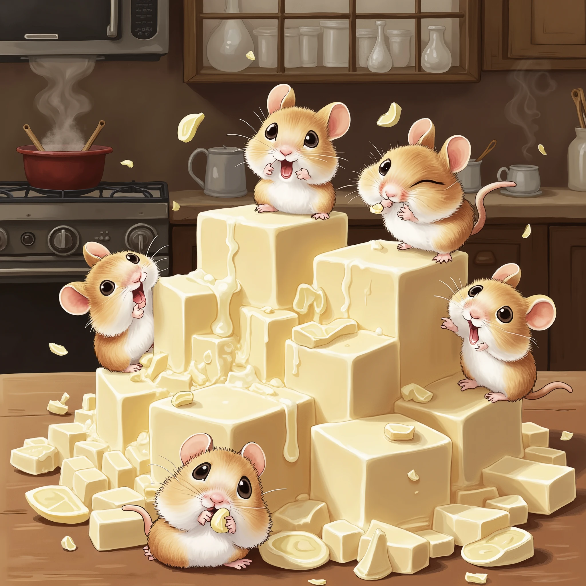 A fun moment for hamsters captivated by tofu。Drowning in the umami of tofu