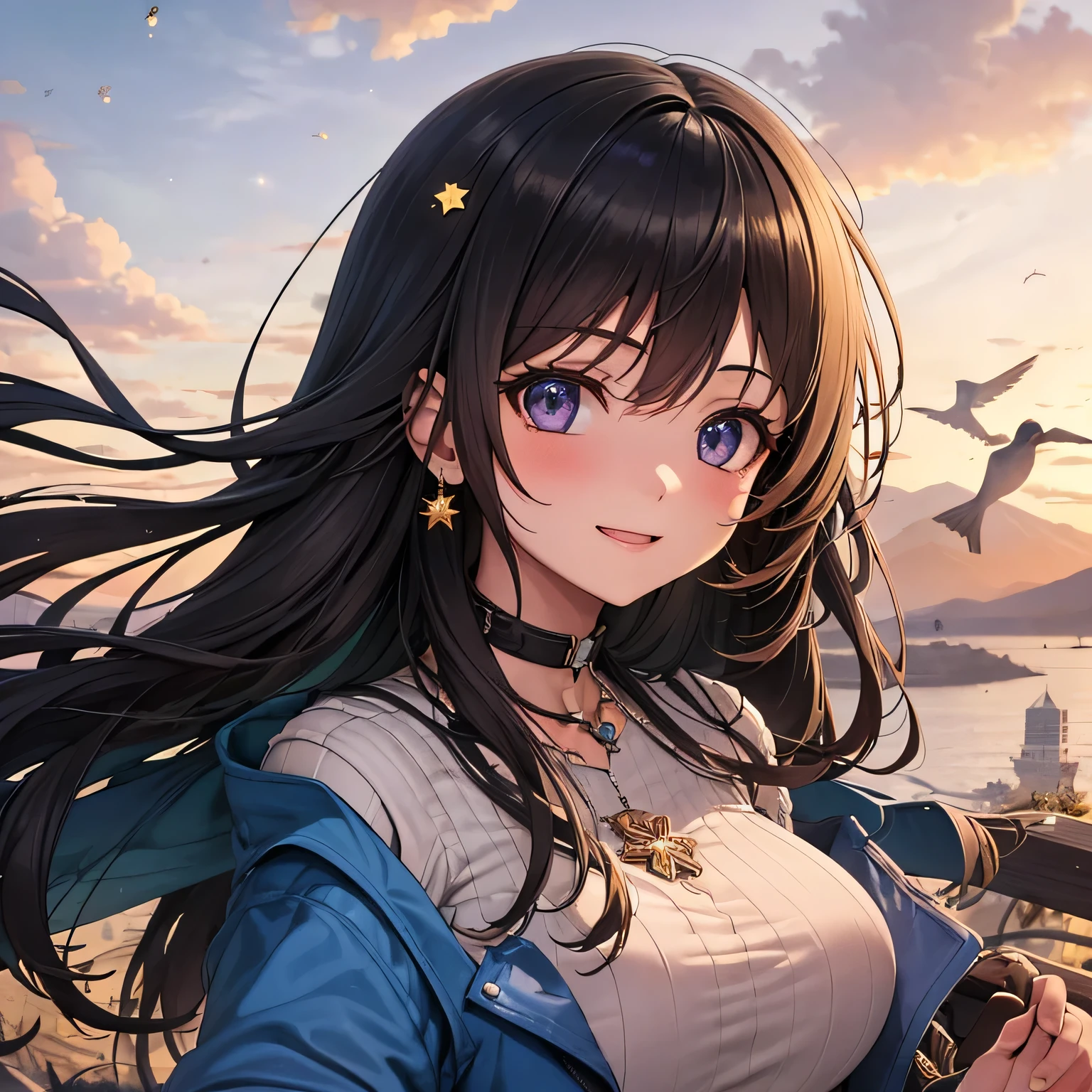 ((top quality)),(超A high resolution),(super detailed),(detailed description),((best anime)),(best work of art),super precision art,amazing art of depiction,Overwhelming descriptive power:1.5, top quality action movies:1.5, gun action:1.5, (Multiple adult women:1.5),body covered in mud and dust:1.6,income,1 girl、cleavage、smile、beautiful eyes