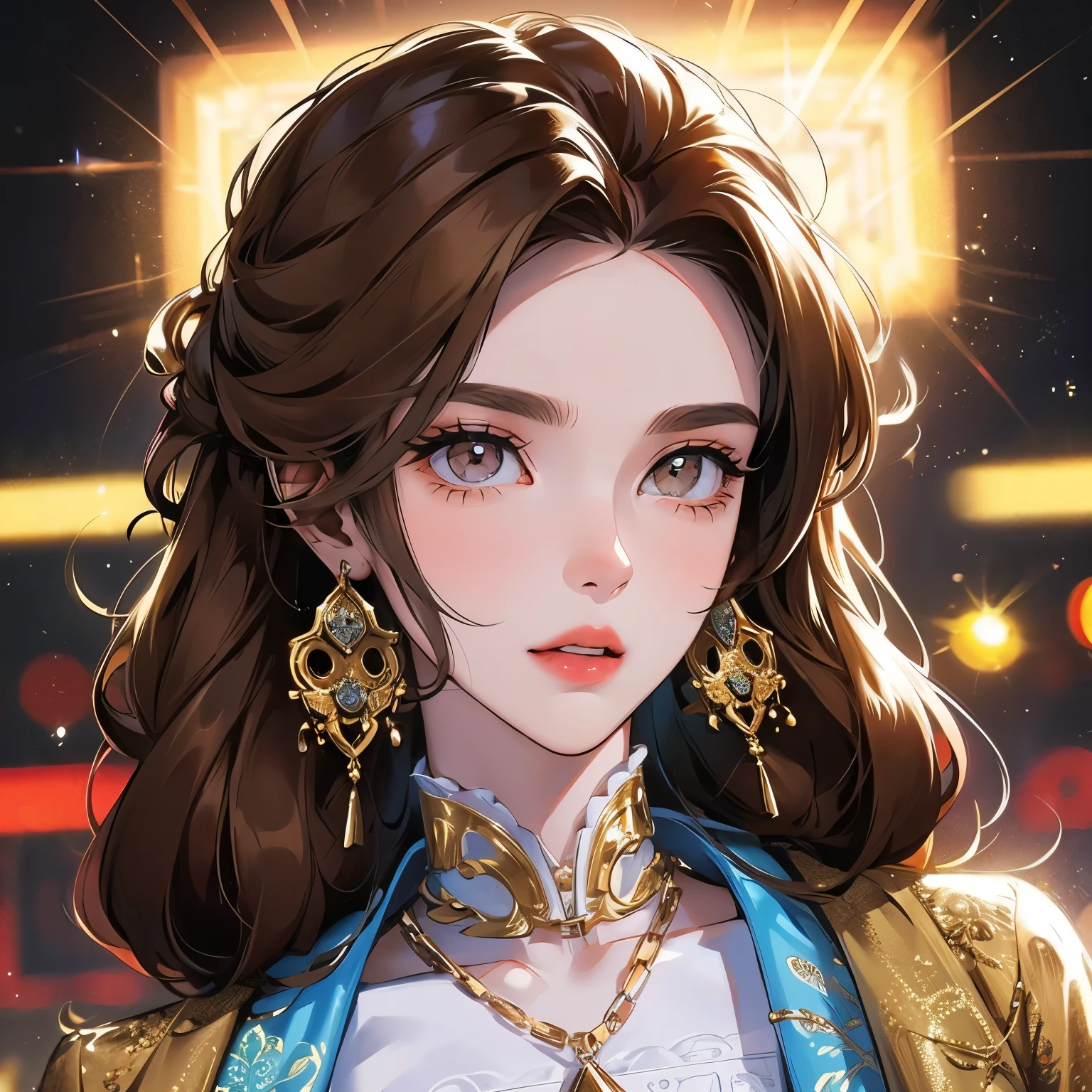 handsome,  brown, vagant, earrings, gold eyes, background, ice