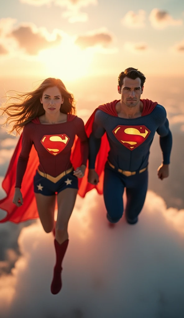 Suck is superman on sky with wife