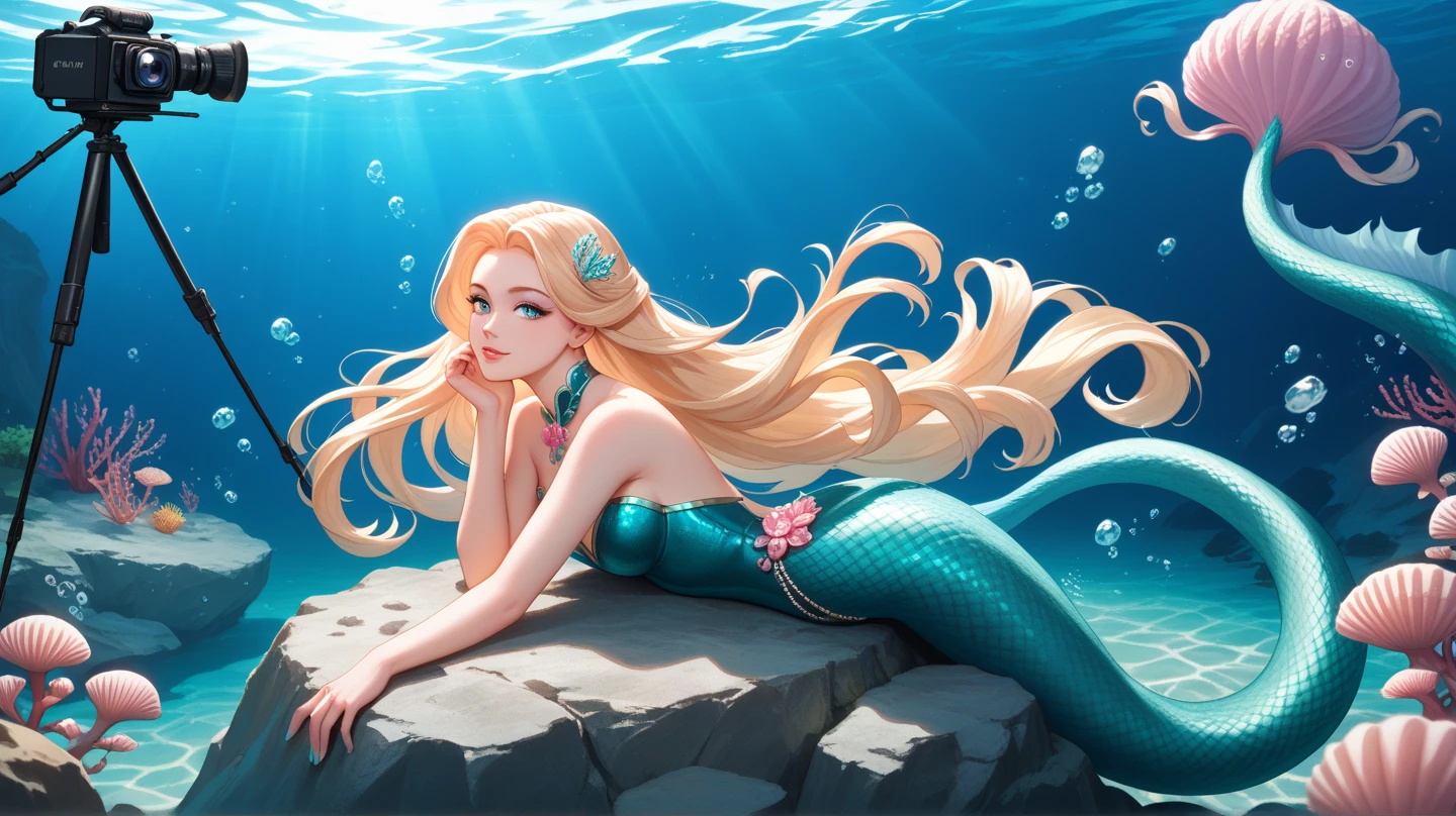 A beautiful indigenous woman, 2, underwater in a tranquil pool, beautiful detailed eyes, beautiful detailed lips, extremely detailed eyes and face, long eyelashes, flowing hair, serene expression, underwater scene, crystal clear water, sunlight filtering through, stunning colors, vibrant blues and greens, photorealistic, highly detailed, masterpiece
