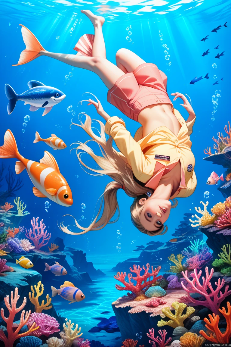 "Draw a beautiful beautiful woman swimming in crystal clear water. She moves freely in the water, swimming gracefully, feeling the power of the water.
The water is highly transparent and the sun's rays sparkle and reflect. There are underwater plants and fish around the beauty, and the colorful marine ecosystem envelops her. In the water, the influence of gravity is less, and her movements are graceful and light.
The figure of a beauty may be floating in the water. Her hair is flowing wet and fluttering like a curtain of clear water. Her expression is calm and she seems to enjoy a free presence in the water.
This prompt is for depicting the figure of a beautiful beauty swimming in the water. Visually express her grace and freedom of movement, the transparency of water or the reflection of light. By depicting her facial expressions, the flow of her hair, and her harmony with the underwater ecosystem, create scenes that enhance the charm and beauty of the water." --auto