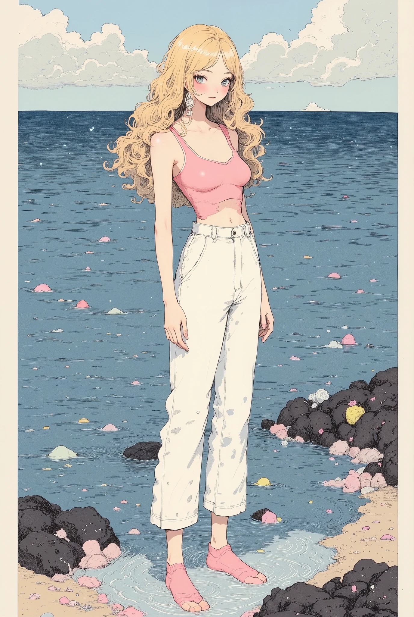 amanda seyfried sexy sexual on beach, punk swimsuit, by geof darrow