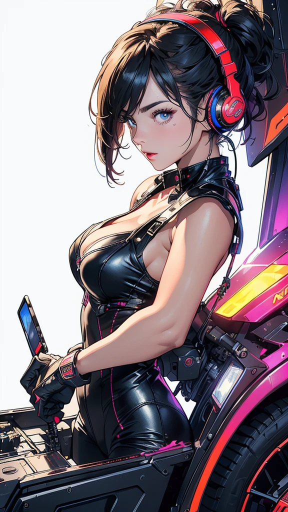 A sexy female android in a bikini is in waifu mode and dancing erotically for the viewer in the living room, erotic, lewd, temptation