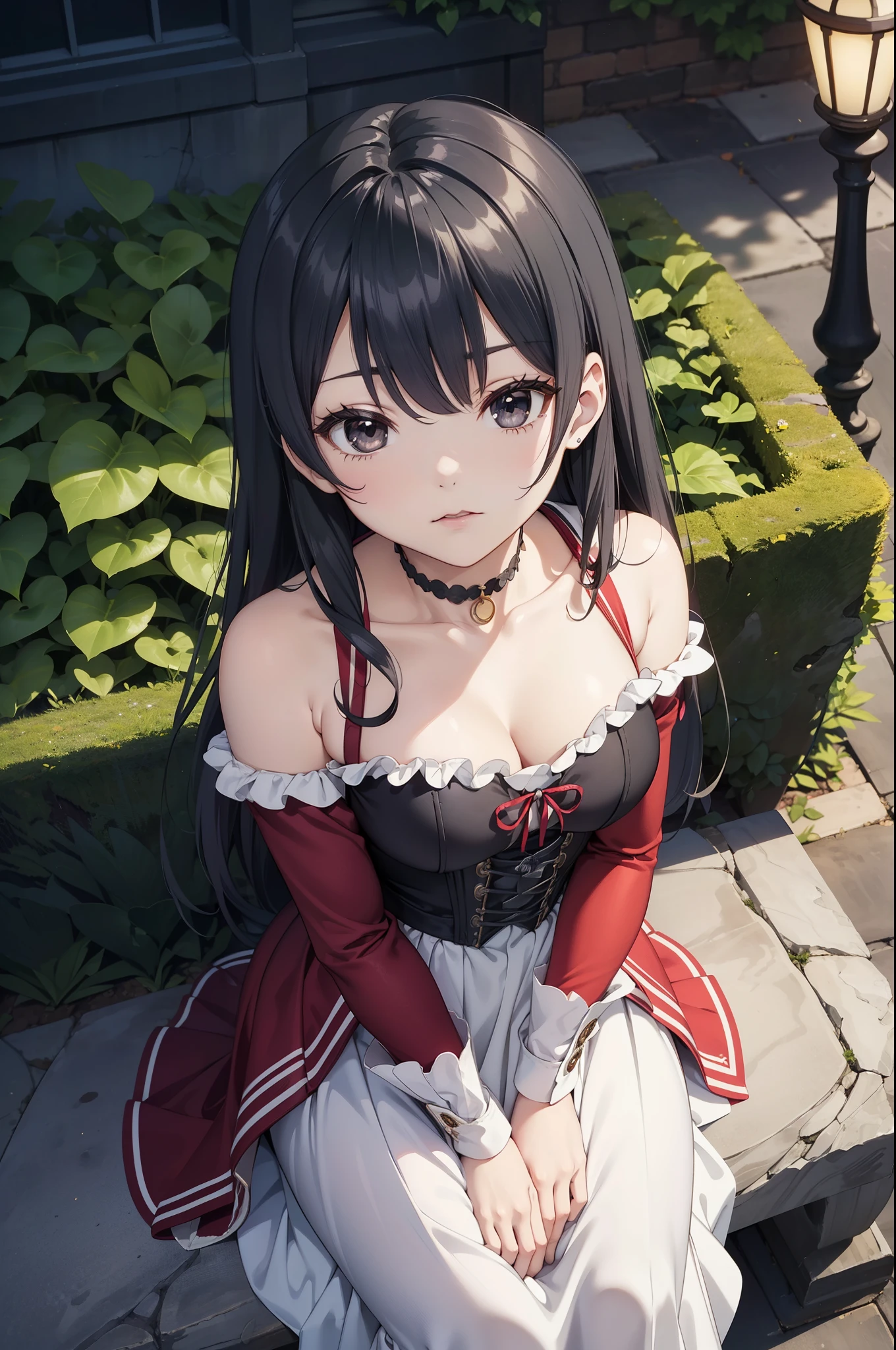 #基本
女の子がphotographのポーズをとっている, ((One Girl)), (((Baby Face:1.2)) + ((cute:1.3))),
#女の子がphotographのポーズをとっている, ((One Girl)), (((Baby Face)) + ((cute)) + 16 years old),
break
#Clothing Accessories
(((Black and Red:1.4)Gothic Lolita Dresses) : Elegant + (Quinceanera Dresses) + Gothic Lolita Fashion + (Floor Length + Long skirt dress:1.4) + (Black and Red)jabot + ((Black and Red)corset) + ((Black and Red)Headdress) + ((Black and Red)bonnet)) + (Black High Heels),
red gem earrings, Fancy Necklace,
break
#Features
((Silver Hair:1.4)), (Straight bangs + trimmed bangs), (Twin tails : Long Hair + Straight hair + Black and Redのレースリボン),
(Droopy eyes, blue eyes), (Very small breasts),
break
#background environment
(noon, (The garden of a large Western-style mansion + Garden of roses + sunlight shines)),
#Facial Expression Pose
((Smiling loudly, blush), (A confident and graceful pose, Dynamic Pose)),
#composition
(To the camera, Focus from below, (Cowboy Shot)),
break
#Body parts elements
(Slim figure),
(Detailed Hair, Beautiful Hair, Shiny Hair),
(double eyelid, Long eyelashes),
(Expression of fine eyes, Beautiful and delicate eyes, Sparkling eyes, Eye Reflexes, Glitter Eyeliner, Big eyes:1.2),
(Human Ear),
(Beautiful Nose, Thin Nose),
(Glossy Lips, Beautiful Lips, Thick lips, Glossy Lips, Natural Cheeks),
(Detailed face, Symmetrical facial features),
(Detailed skin, Textured skin, Beautiful Skin, Glowing Skin),
break
#Quality Image Quality Common
(((Highest quality)), ((masterpiece)), ((Very detailed))), ((High resolution)), ((16K,1080P)),
(Anatomically correct), (Realistic), (3DCG),
#Quality image illustration
((comics, anime)), CG illustration,
#Quality image quality realistic
#(photo-Realistic:1.37), (Photorealistic), ((RAWphotograph)), (photograph),