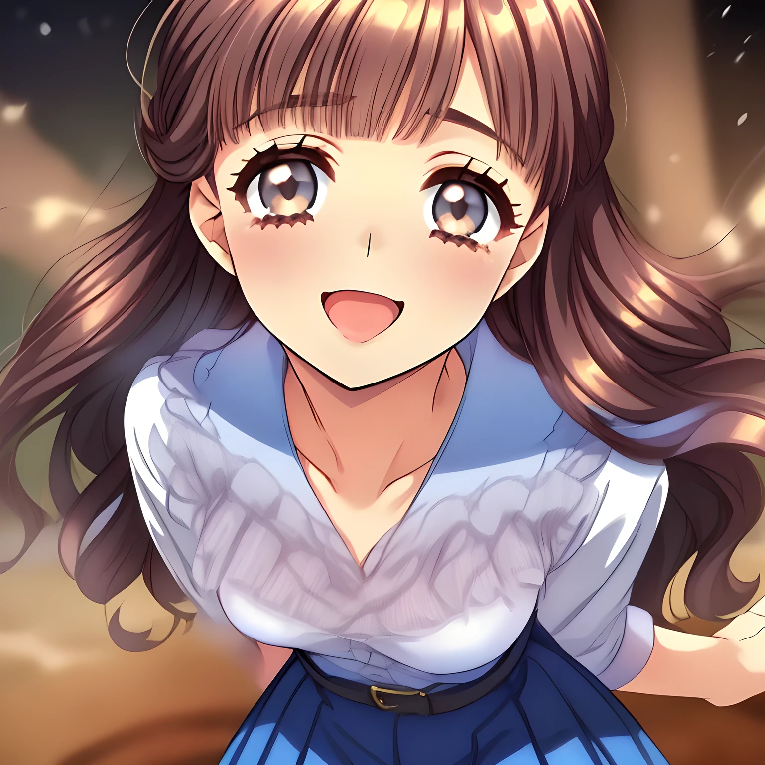 (highest quality, masterpiece:1.2), highest quality, High resolution, 1080p, 8K, solo, ((Three too beautiful idols) are looking me nobly as most beloved girls in the school, cooperating to hypnotize the viewer, (intelligent and perfectly balanced slender style), feeling too funny, amazingly neat & clean, in peace and neat lovely strong charm, cutely tilted head: 1.8), (Too noble beautiful lady like a love-story comic heroine), (laughing like watching a comedy), (beautiful tongue with doodle), ((Bursting out Laughing very elegantly)), ((white grown face)), Using expensive whitening cosmetics by cosmetics artist: 1.2), (Too beautiful blue fascinating shiny (double-lidded) (hypnotizing charming intelligent eyes) with strong effect of allusion, ((deep upper girly eyelid)), laughing with detailed clearly: 1.5), ((amazingly beautiful straight wavy noble long black hair: 1.5)), ((Sailor-style dark-blue winter school uniform), (Neat smart blouse)): 1.8), (A very neat, (pleated plain dark blue skirt with thin fabric belt): 1.2), (too pretty shiny light-yellow realistic school ribbon): 1.5), (Shiny game heroine lips, extremely laughing open mouth: 1.0), (Ribbon in (black hair), The ribbon is big and very pretty), (Tight waist, slender like a beautiful fashion model: 1.5), (All of the girls know well about the viewer's super fetishism for uniforms, and wan to satisfy it completely in the viewer's hypnotized dream: 1.7), (Everything is rich, gorgeous, organized to have strong effect of hypnosis for the viewer to fall now into lewd dream with many beautiful girls: 2)