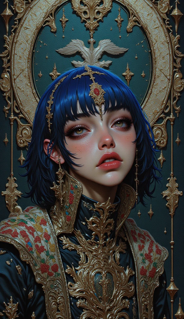 1 female cleavage gradient
beautiful
heavy metal
skulls
leaning forward
full body
art by Katsuya Terada , katsuhiro otomo Neil Gaiman