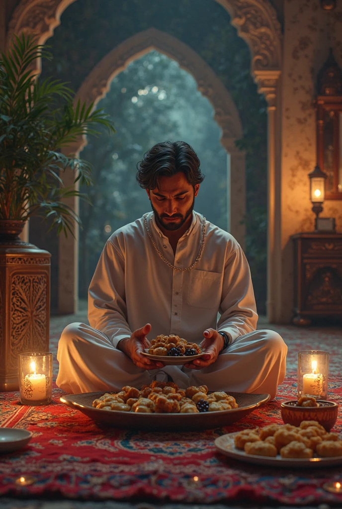 Guy eating noodles from a fair beatiful feet arched sole of a girl wearing saree on bed
