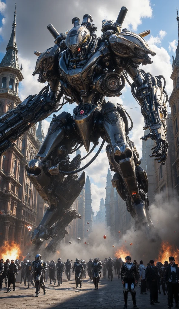 a highly detailed and realistic 3d render of Optimus Prime, the heroic Autobot leader, standing next to a majestic dragon, both in a dramatic, cinematic pose against a dark, moody background, dramatic lighting, richly textured and hyper-realistic, intricate mechanical details, metallic surfaces, dramatic shadows, intense colors, cinematic composition