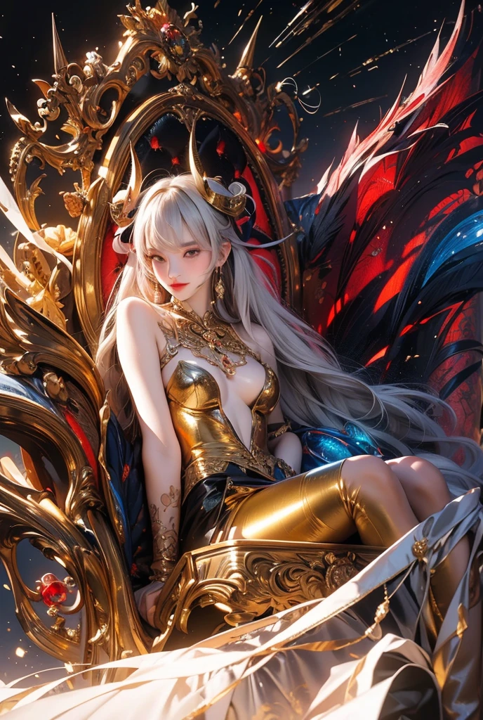 ((Highest quality)), ((masterpiece)), (detailed）Two Women 1.2、Sister 1.2、大きな白い竜に見守られながら玉座に座っている二人の姉妹のQueen1.2、50 years old、Nioh Standing 1.2、Horrible Face 1.2、Glaring 1.2、Sagging milk 1.2、from the front、Well-formed face、Cheeky face 1.2、Hitman 1.2、Murderous Intent 1.2、Killer Face 1.2、Mouth closed 1.1、Huge breasts、A rich body、Stand straight with your legs apart1.2、,(((Big Breasts))),(((Huge breasts))),(((Great tit))),(((SFW)))、Extraordinary Vengeance 1.2、Armored animals、Large areola、Standing at the entrance to the underwater temple leading to Ryugu-jo Castle、Dragon curtain on the podium in the background 1.1、A huge white dragon is watching over the woman from behind..2、Magnificent Underground Scenery 1.2、near, violent, Creatures from the End of the Earth、White vampire owl on shoulder 1.2、Little White Owl 1.2、A chair made from a giant snake、Maximum chest size、Metallic rainbow snake dress with Yamata no Orochi embroidery、He has a very sharp shield with a spear attached to his back、In the background sits a giant white dragon that rules the world..2、Crystal Stone Spear 1.2、Stand up straight with your arms folded、Whitish blonde 1.2、Super long straight hair、Shiny Hair 1.2、Super long bangs 1.2、Spread your legs wide、Iridescent Cosmos Spear 1.2、One gun in each hand.2、A gold and black metallic tapestry with floral patterns blooming in the dark、A metallic flower arrangement that represents infinity、Infinite flower field embroidery、Gold see-through tights、Large silk tights with net、Queen&#39;Decoration of s、Huge red diamond necklace 1.2、Black garter belt、Long eyelashes、Angry eyebrows、Ancient Alien Furniture、(((Big Breasts))),(((Huge breasts))),(((Great tit))),(((SFW)))、Backlight、Smooth waistline、Bullish face、Challenging face、Angry eyebrows、legs are long、Black Market Aesthetics、Woman with a black aura、superior look、超Big Breasts1.2、The pinnacle of elegance、Beautiful Snake&#39;tongue、Sparkling star sand hair clips on your ears、A carpet of dreams dripping with blood、White skin as delicate as a silkworm cocoon、Huge breastsを持つ美しい女性、Big fairy、Specially made crystal ball&#39;Nesting、Sentimental composition、Joy in anger、Mandalas bouncing around in bubbles、I pledge my life in front of her open legs.、I sacrificed my life to open her legs and lick her whole body...、The irresistible smell of death assaults my nose、Grin、Bare Big Breasts 1.2、Immature and competitive.2、from the front、Brave Standing 1.2、Something red as an accent color 1.1、Woman 1 shows close relationship with background and decoration.2、Cool scenery 1.2、In the background sits a giant white dragon that rules the world..2