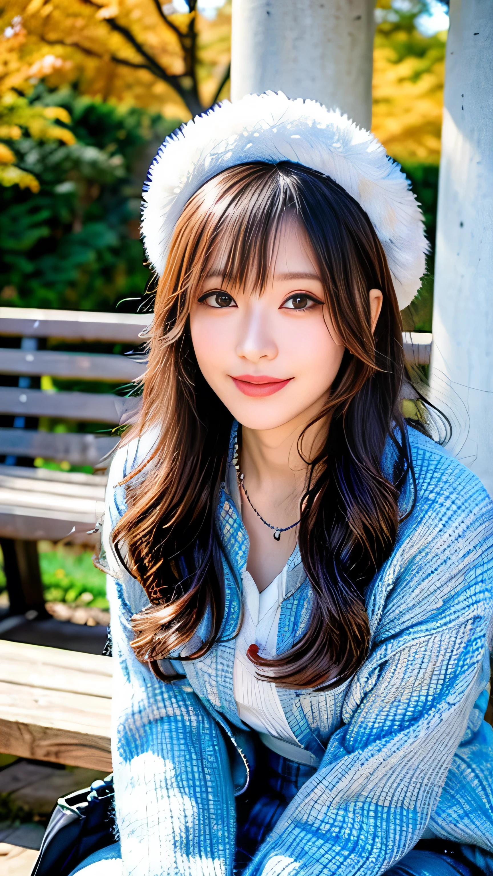 Full Body Angle、((highest quality, 8K, masterpiece: 1.3)), concentrated: 1.2, Cute girl 1,Nipples erect、 Perfect beauty: 1.4,Crisscross V-neck T-shirt, Casual summer short sleeve t-shirt: 1.2,Long sleeve、Randall Color、comics&Text Graphics、Black ruffle-trimmed drawstring zip blouse,1.1, Highly detailed face and skin textures, Fine grain, double eyelid, whitening skin, ,highest quality,Ultra-high resolution,you,1 girl,alone,_Shiny_skin,Iris,necklace,((Brown_length_Wavy_hair)),(lips)),eyelash,Front hair,deal with,compensate,Shiny,pore,skin texture,Large Breasts、smiling face、