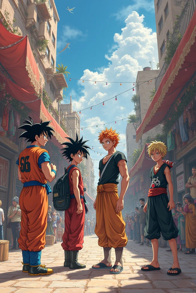 Tanjiro luffy naruto goku looking right Red theme and blue vibes photo and write Samik colitis black and red and down side Samik name Samik