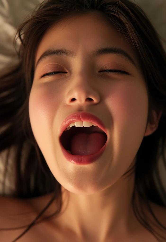 (masterpiece:1.2), Very detailed, Ultra-high resolution, (Realistic, photo Realistic:1.37), High-resolution RAW color photos, Professional photos, Dramatic lighting, Sharp focus:1.2, (Very detailed顔と肌の質感, Very beautiful eyes, Glossのある肌, Glowing Skin, Glowing Skin, Shining Face, Gloss, Oily skin, greasy face, Oily skin, greasy face, 強いGloss), Perfect Anatomy, Very detailed背景, 1 female, 25-year-old woman, Japanese women,Height: 168cm, (Short Bob Hair, Straight hair, bangs:1.3, Brown Hair), (Lean:Weight 1.0), (Flat Chest:1.7), (((dim)),(((Dark bedroom))), Thighs, (((((On all fours))))、,((((Spread your legs))))、((((Erotic)))), ((Functional)), ((Glowing Skin)), (((Dark navy one-piece swimsuit、Japanese School Swimsuit))), (real Glossのある肌 texture), (Glowing Skin), (((White skin))),(((Browsing Caution))),Earrings,((((Open your mouth、Squint your eyes、Looking up at the sky))))、((((Panting))))