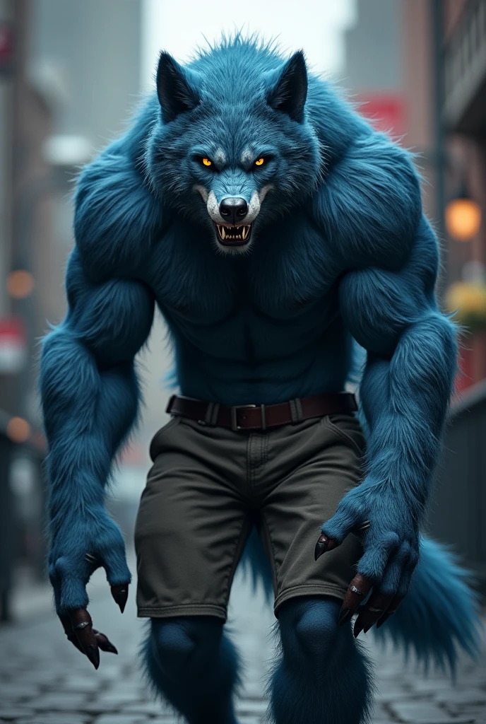 Bara, furry, Black wolf with green moicana, leather harness and jockstrap, solo
