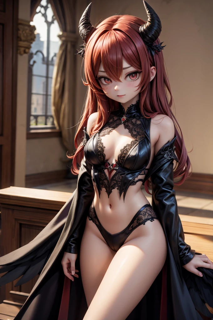 succubus, pecho normal, pelirroja, con cuernos, Chica anime, valkyrie suite, de espalda, trasero normal