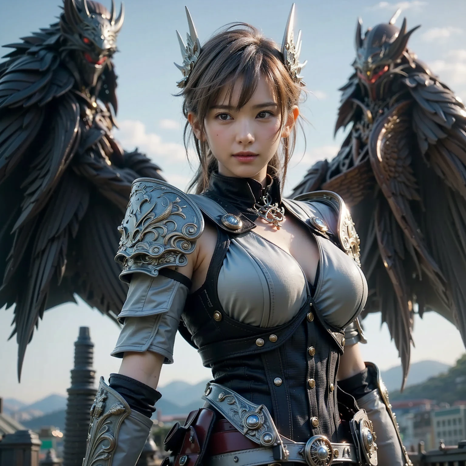 Professional , masterpiece、top-quality、photos realistic , depth of fields 、(Dragon Blue Metal Body:1.9),(Enamel purple、(cleavage of the breast)、Mystical expression、Dragon Gold Weapon、(Red Micro Bikini Armor:1.4),Gorgeous gold weapons ,Particles of light、(( Dragon's dense and gorgeous sword)) , (demonic wings)、((a blond))、(Castle background)、((Gangle's forest background))、((Fight dragons))、Beautiful Caucasian beauty、1a person、dynamic ungle,(((Detailed and ornate dragon helmet)))、Smaller head、A smile、Castle background、Thin and beautiful female hands、cleavage of the breast、Soldier in iron armor on background、Mystical expression、Light Effects、intense fighting、Wind-effect、magic circles、With the legendary magic wand、Dragon's tail、explosions、Anatomically correct body、
