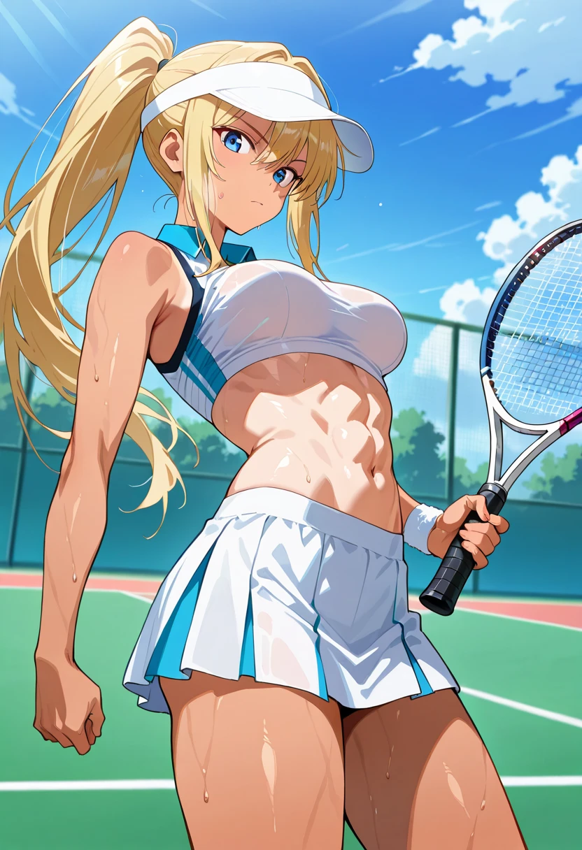 nsfw, glamorous, voluptuous, stand,smiling ((tennis wear,))