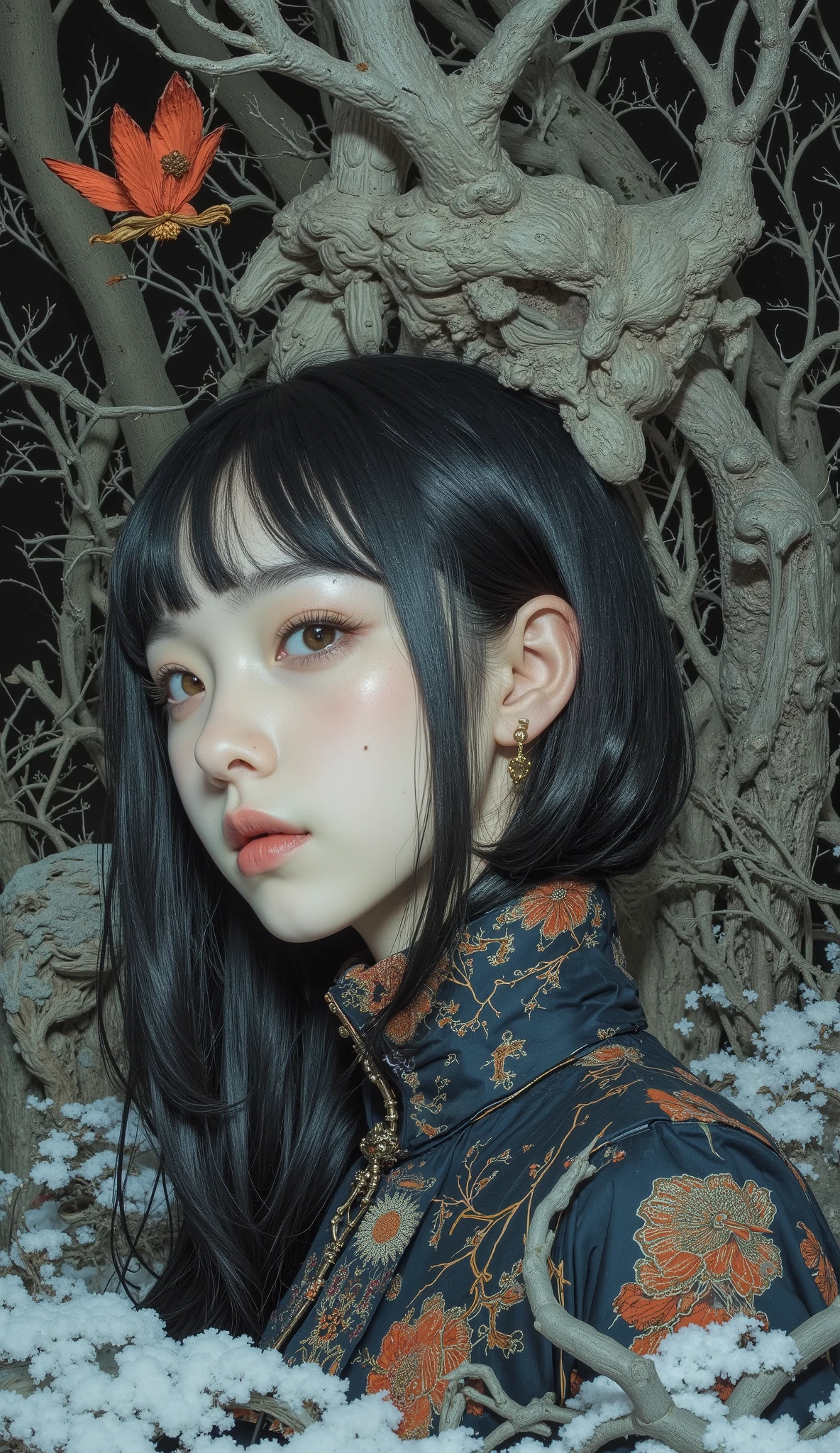  taken from below、There is a picture of Snow White,  Inspired by Katsuhiro Otomo , otomo katsuhiro style, by Otomo Katsuhiro,  Katsuhiro Otomo style, Artist: Otomo Katsuhiro, Dynamic Guidance Art, Dynamic Guidance Artwork, Otomo Katsuhiro、