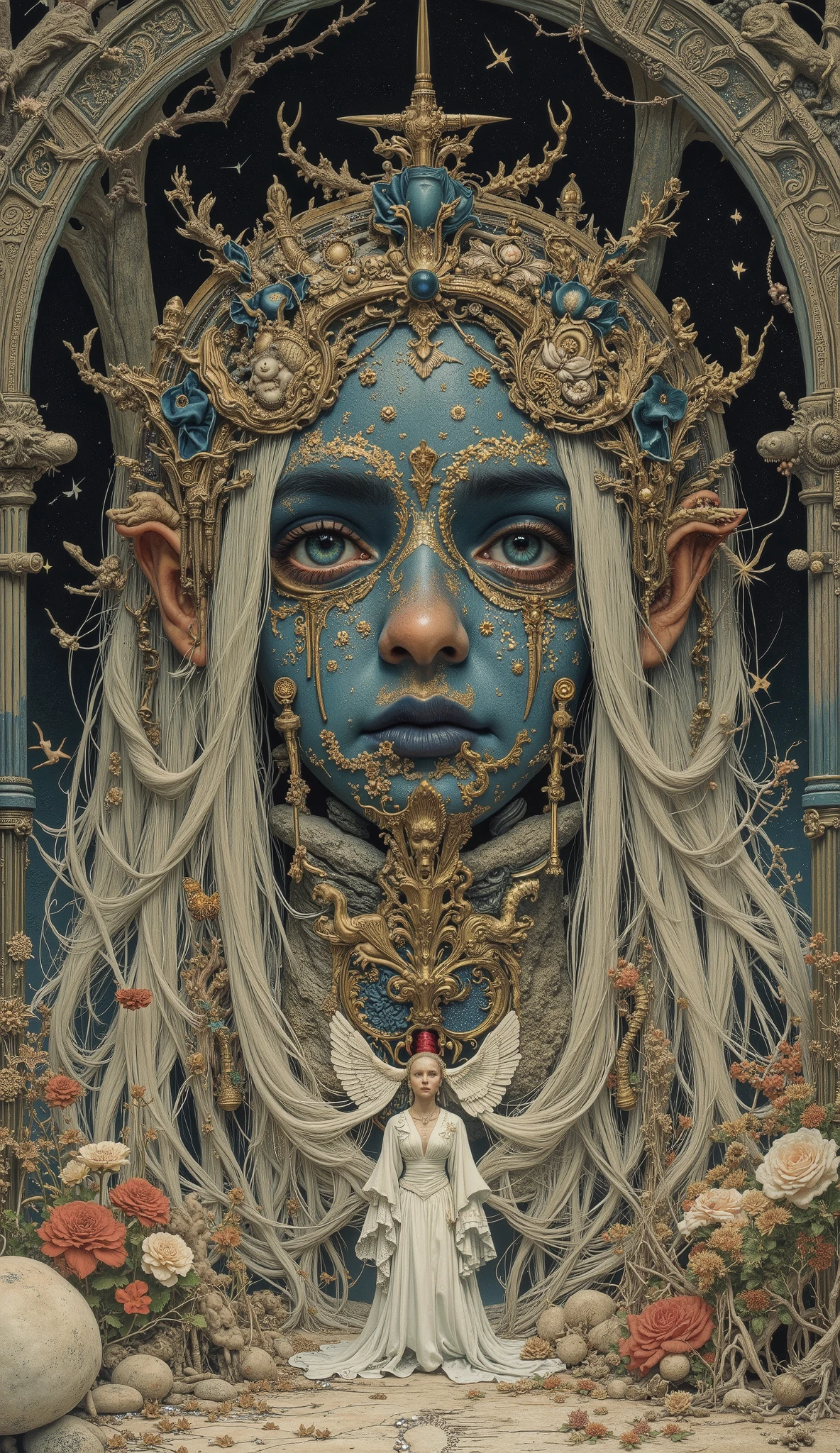  taken from below、There is a picture of Snow White,  Inspired by Katsuhiro Otomo , otomo katsuhiro style, by Otomo Katsuhiro,  Katsuhiro Otomo style, Artist: Otomo Katsuhiro, Dynamic Guidance Art, Dynamic Guidance Artwork, Otomo Katsuhiro、