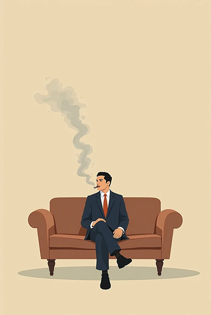 Animated man sitting on a chair smoking a pipe, Comics style, Comics illustration, Jeremy, Cartoon image, Comics, رسام الComics, alex, Comics, dressed as a manager , Comics!!!, Jeff, In cartoon style, رسام الComics, Wearing a suit, one leg over the other, 2D drawing, white background, single, High accuracy, 