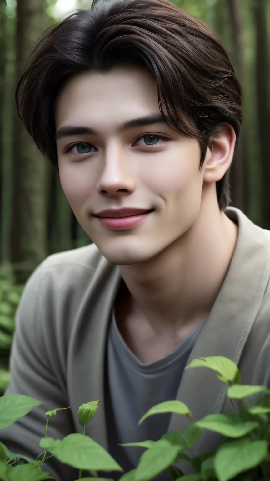 handsome Japanese man,25s,in the forest,m/m holding hand