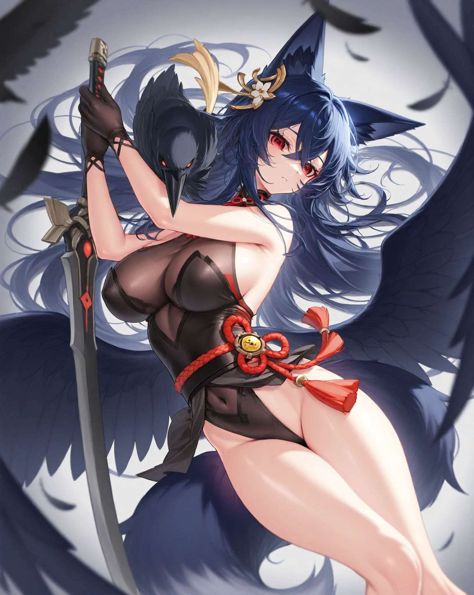 Completely naked Erect nipples Harpie Fleeting Many children Bird legs Character portrait Japanese anime hand drawn illustration