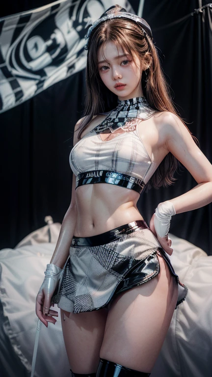 (best quality,ultra-detalhado),(Realistic:1.37),Tifa Lockhart, Rosto bonito e detalhado, maquiagem preta nos olhos, textura ultra realista, rosto delicado, expression serious