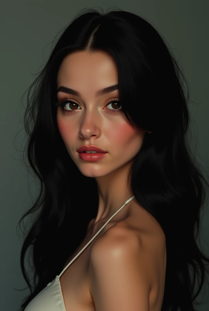 Belle femme de , cheveux noirs, yeux noirs, taille normale, corps magnifique et Vu de face du visage