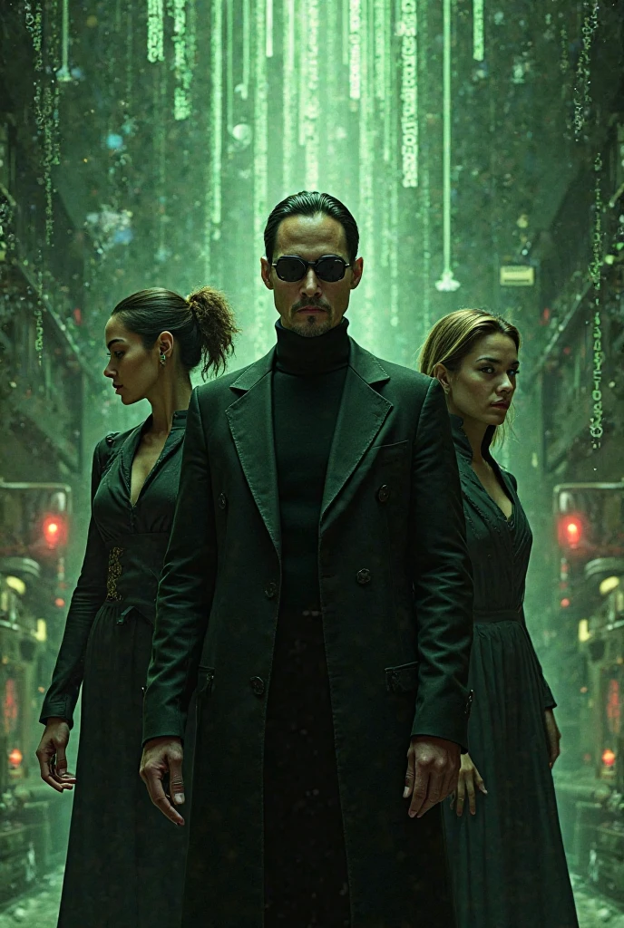 I need an image and their names of three characters who contributed to the matrices