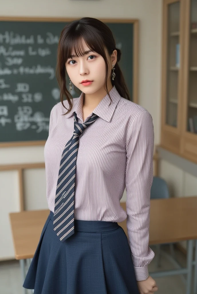 mix4, (16 K, Raw photography, Top image quality, masterpiece: 1.45), (realisitic, Photorealsitic: 1.37), one girls, 7.5, etc,cute little, A city scape,, profetional lighting, photon maping, Downtown Shibuya, physically-based renderingt, Gradient dark brown hair,pony tail hairstyle, a handsome, Well-groomed and beautiful eyes、二重まぶた、girl with, (((School Uniform Blazer、Long sleeve shirt worn by Japan high school girl、Cardigan、neck tie、Dark blue mini skirt,、Dark blue knee-high socks、Black loafers))), Top Quality Photos, hight resolution, 1080p, (clearface), (Detailed face description), (Detailed hand description), (masterpiece), (Exquisite CG)、extreme light and shadows、dishevled hair、master work、abundant detail、(Fine facial features)、(top quality photo)、(masuter piece)、(A detailed eye)、Look in front of you、Fine clavicle、((Slender big))、(((Japan schoolgirl wears a long-sleeved shirt)))、((Neat and clean idol))、((Gingko tree-lined shopping street))、(Shooting from random perspectives)、(((Anyway cute)))、耳Nipple Ring、A big smile、Drawing the whole body from the knees、Do not draw nasolabial folds、(((Sports bags used by Japan schoolgirls)))、(Big breasts that hang down big:1.2)、Big buttocks with tension、Two arms and two legs、(((from the front side:0.4)))、bare hand、