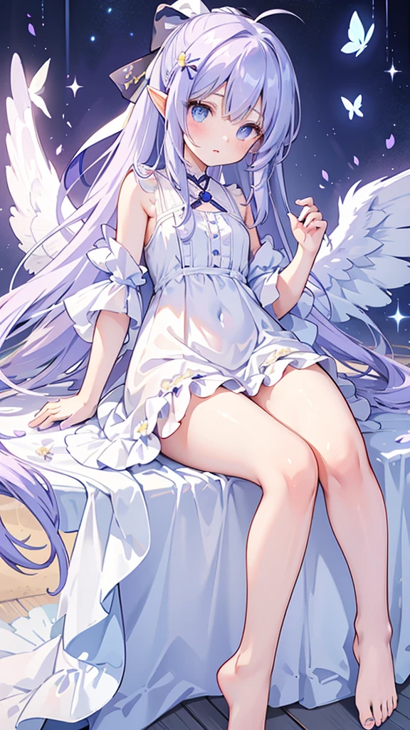 loli original,(illustration:1.1),(best quality),(masterpiece:1.1),(beautiful and clear background:1.25),(extremely detailed CG unity 8k wallpaper:1.1), (colorful:0.9),(depth of field:0.75),( ink splashing:0.95),(color splashing:0.85),(watercolor:0.65),(cowboy shot),(spoken heart:1.4),
\\
(beautiful starry sky:1.5),(a purple eye:1.21),(a blue eye:1.21),(heterochromia blue purple:1.22),(Starlight,Starry night):1.35,(detailed feathered_wings):1.2, (the girl has giant mythical wings on her back:1.35),
((The girl between the clouds and the stars):1.65),(solo:1.86),((1 beautiful girl wearing naoetsu_high_school_uniform with big top sleeves and ((frills)) and hair_ornament and ribbons and red bow ties and buttons):1.15),((gradient_eyes):1.6),Hairpin,((Gradient (purple) grey hair):1.2),(Side ponytail),hair between eyes,disheveled hair,(shiny hair),blue eyes,Flat chest,Highlight eyes,perfect hands,highres,perfect hands,detailed face,asymmetrical hair,beautiful detailed eyes,Japanese,(garter),Anklet,Bracelet,small Blonde hair ornament,(Bare shoulder),((sitting,Legs on a cloud):1.2),(Meteor:1.3),Galaxy,((fluffy white rabbit, stuffed rabbit, flying bill, flying rabbit):1.25),Bunny ears,Bunny ears,
\\
masterpiece,best quality,highly detailed,Amazing finely detail,tachi-e, sketch,an extremely deilcate and beautiful,detailed face,detailed cute anime face,small breast,expressionless,
detailed body,beautiful detailed glow,
beautiful detailed eyes,