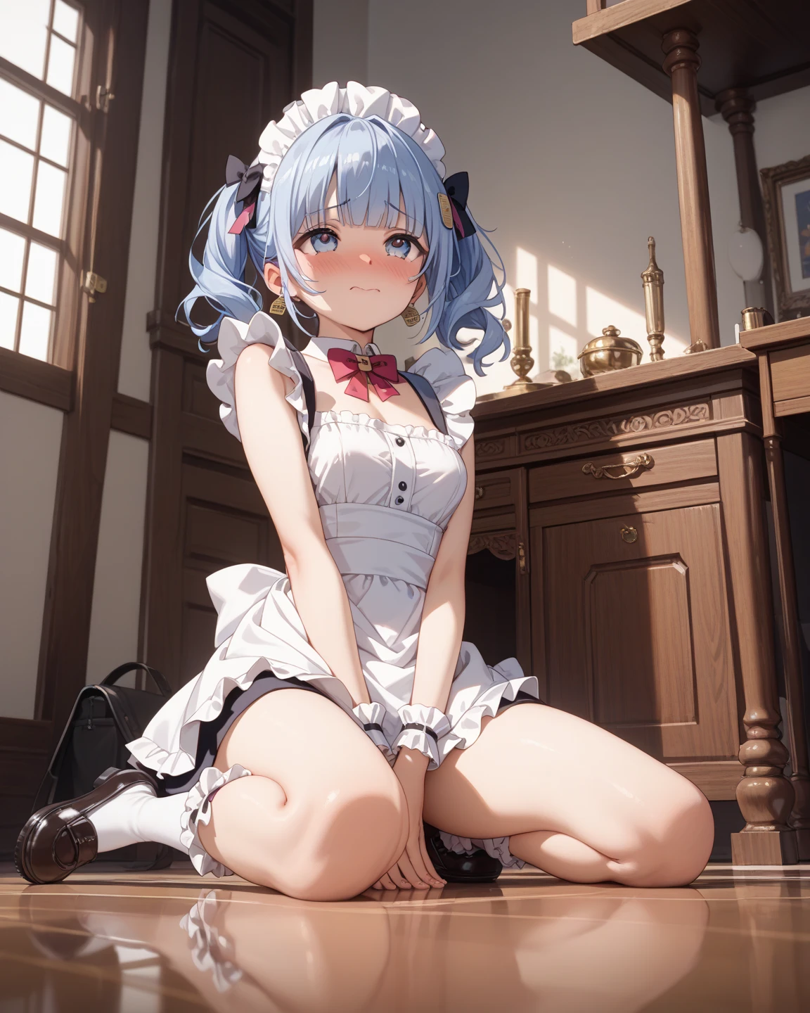 1 girl、Maid、frill socks、 from below、 Ashikiri、embarrassing、uncorrected、naked、Yami-chan from Toraburu Darkness