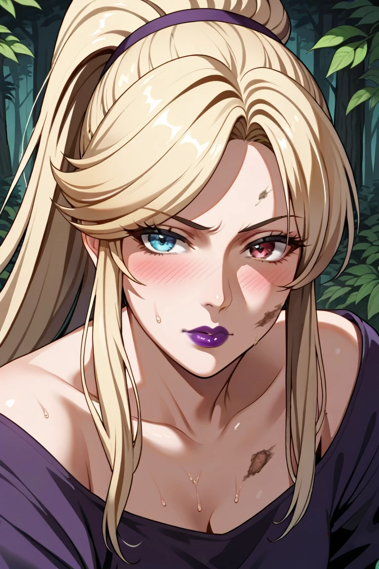 Tsunade selfie, A beautiful detailed woman with large breasts, extremely detailed eyes and face, longeyelashes, beautiful detailed lips, realistic, photorealistic, high resolution, 8K, best quality, masterpiece, ultra-detailed, HDR, studio lighting, professional, vivid colors, bokeh, portrait