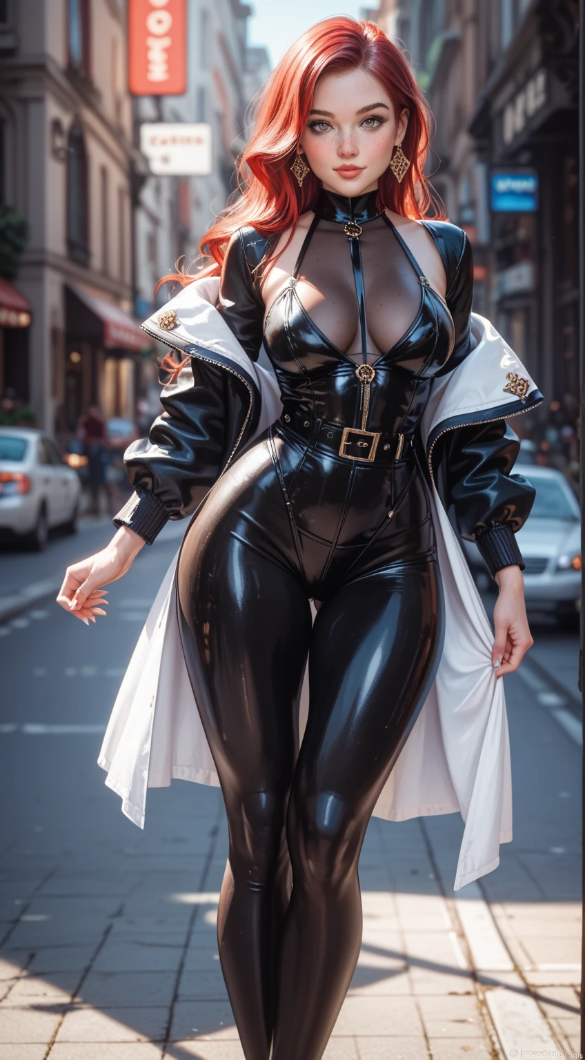 Full body, Sexy mature Indian superhero girl, ((enormous fake breasts:3. cleavage:2, thin waist, thick legs)), (((tight orange superhero suit, armored))), (black corset), ((high heeled boots)), action pose in a dystopian city street, (evening), photorealistic, photo, masterpiece, realistic, realism, photorealism, high contrast, photorealistic digital art trending on Artstation 8k HD high definition detailed realistic, detailed, skin texture, hyper detailed, realistic skin texture, best quality, ultra high res, (photorealistic:1.4),, high resolution, detailed, raw photo, sharp re, by lee jeffries nikon d850 film stock photograph 4 kodak portra 400 camera f1.6 lens rich colors hyper realistic lifelike texture dramatic lighting unrealengine trending on artstation cinestill 800,