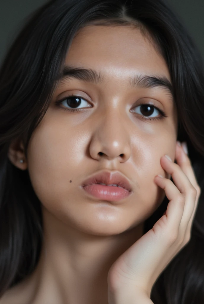 ultra photorealistic image of one Thai high school student, (her head is tilted back displaying a mouthful of semen:1.4), (semen is splattered across her face:1.4), she has long straight black hair and light blue eyes with luscious mascara and long eyelashes, (large 34C breasts:1.4), (14 years old:1.4), slim, slim oval face, sitting in a classroom, nice smile, small gold hoop earrings, looking at camera, (facing camera:1.4), ultra-high resolution, (photorealistic: 1.4), high resolution, (finely detailed skin), (perfectly proportioned) (photo realistic) (masterpiece) (photorealistic), ultra realistic (Best Quality) (Detailed) photographed in a Canon EOS R5, 85mm Lens, F/2.8, (8K) (Wallpaper), focus on face,