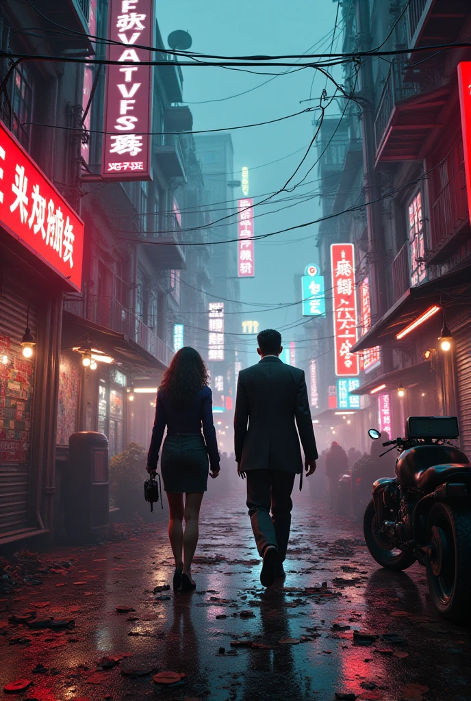 Card king fights Chess queen in cyberpunk city