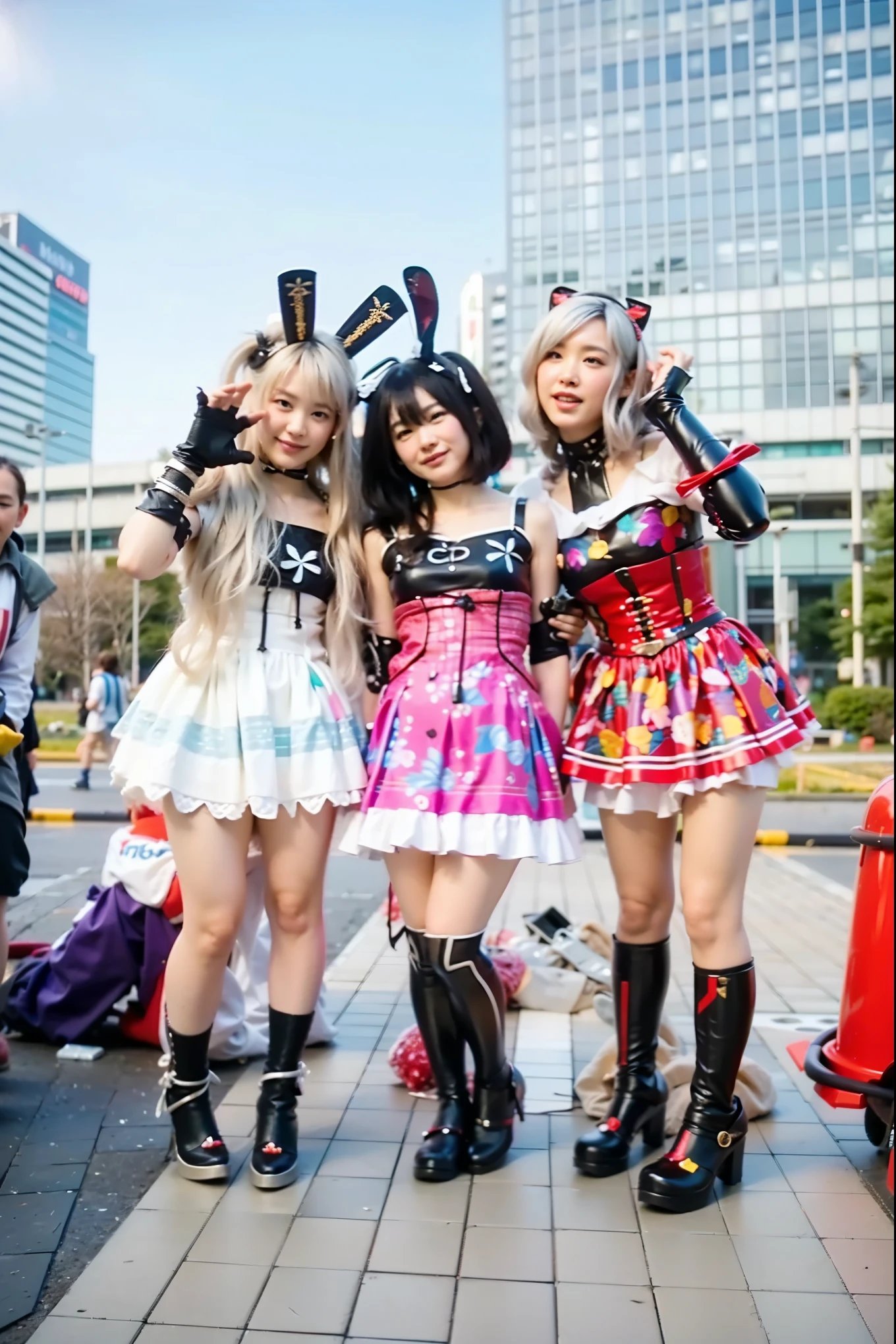 (Completely live action:1.37), (ultimate realistic textures:1.37), (masterpiece, best quality:1.2), (8k uhd, 16k, 32k, ultra-high resolution), ultimate realistic skin, ultimate realistic photo, superrealism, (photorealistic:1.37), (RAW photo), extremely realistic, (ultimate realistic all details), (ultimate realistic all textures), ultimate realistic lighting, ultimate realistic shadow, (japanese girl:1.5), ((young face)), smiling, happy, ultimate realistic face, (eye make:1.37), ultimate realistic skin, ultimate realistic eyes, ultimate realistic background, ultimate realistic detail up, kkw-ph1, ((ultimate intricate details, mechanical armor, glossy texture, metallic texture, elf ear, silver hair))