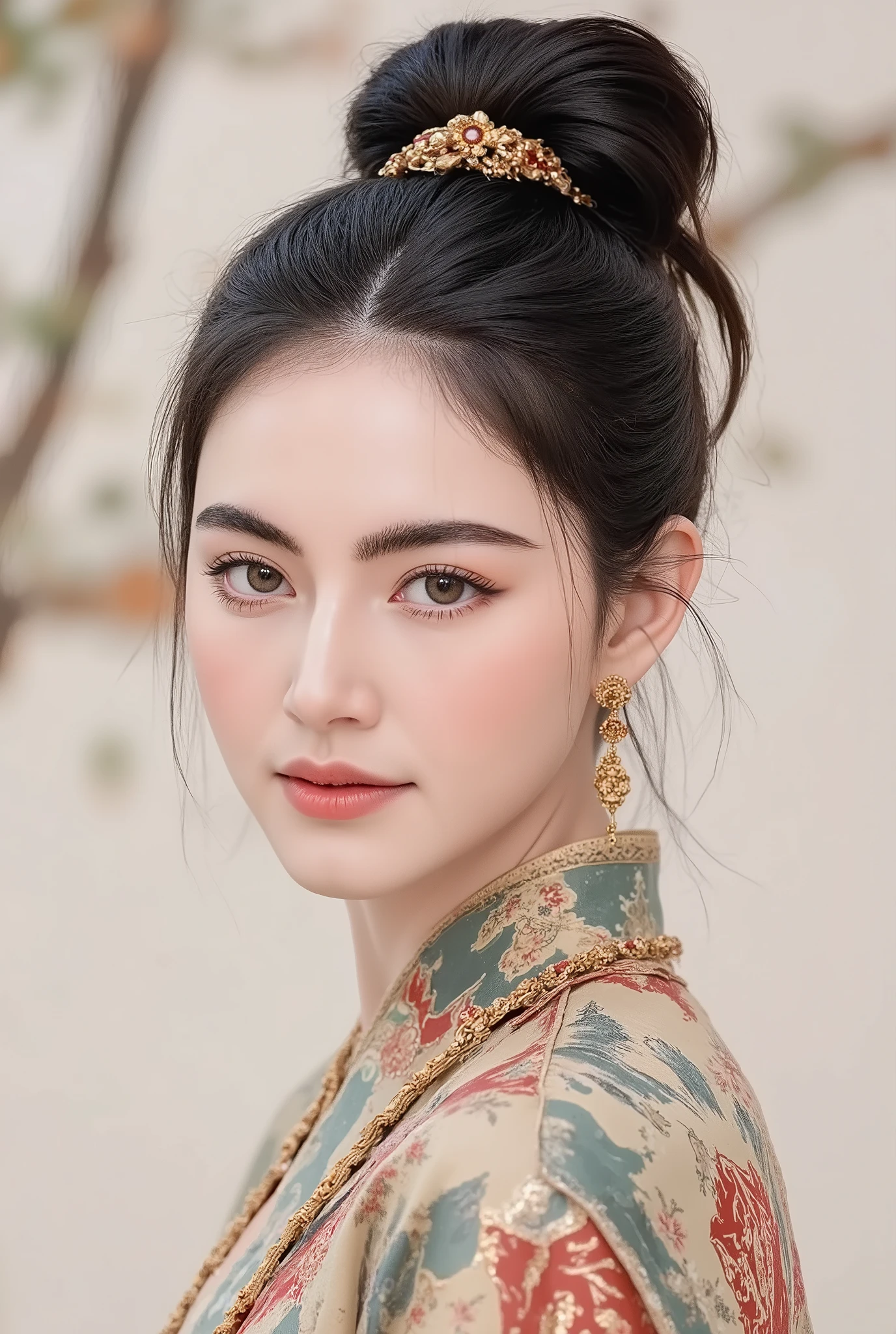 (masterpiece), Chinese brush painting, breathtaking ancient woman, (priest dress), (elegant full body pose), (frontal view), highlighted intricate details, vibrant ink strokes, harmonious color palette, showcasing grace and beauty, winning award quality, (symmetric face), (symmetric body), ultra-detailed, 8K resolution, capturing cultural essence in exquisite artistry, serene and enchanting ambiance.
